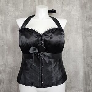 Corset Story UK24 US20 Black Boned Corset Halter Sexy Volup Gothic‎ Victorian